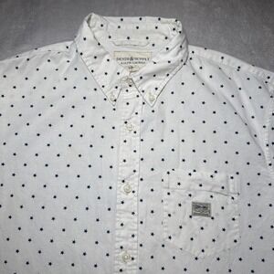Ralph Lauren Denim & Supply Mens Large White‎ Navy Stars Button Up Short Sleeve